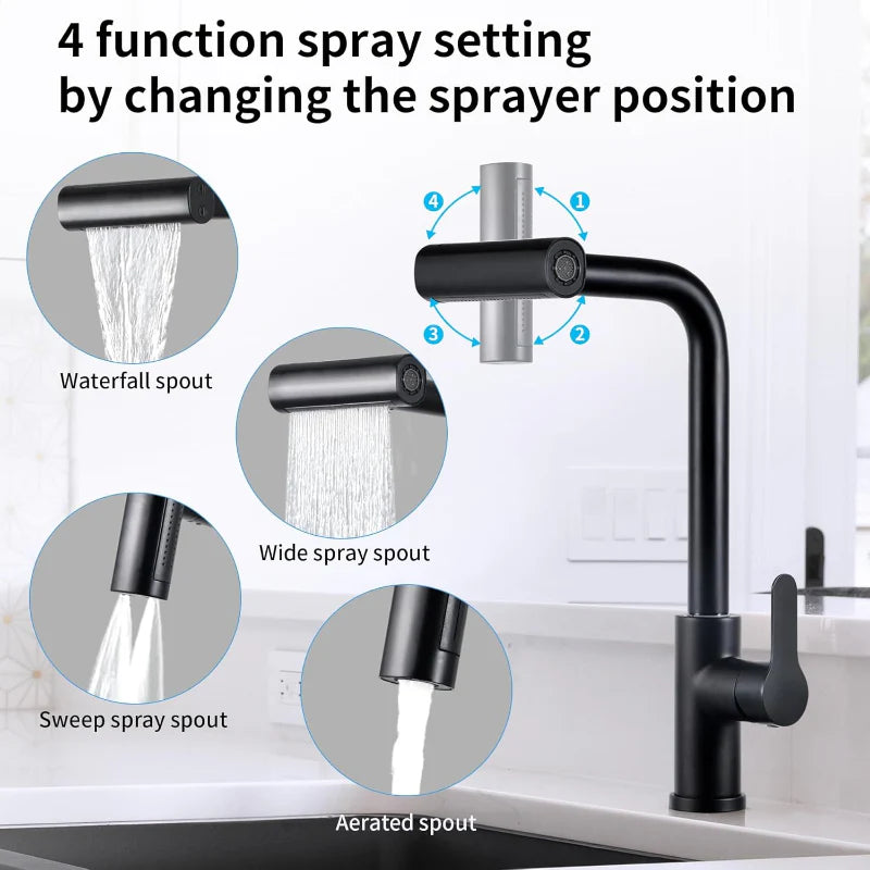 4 in 1 Waterfall Kitchen Faucet